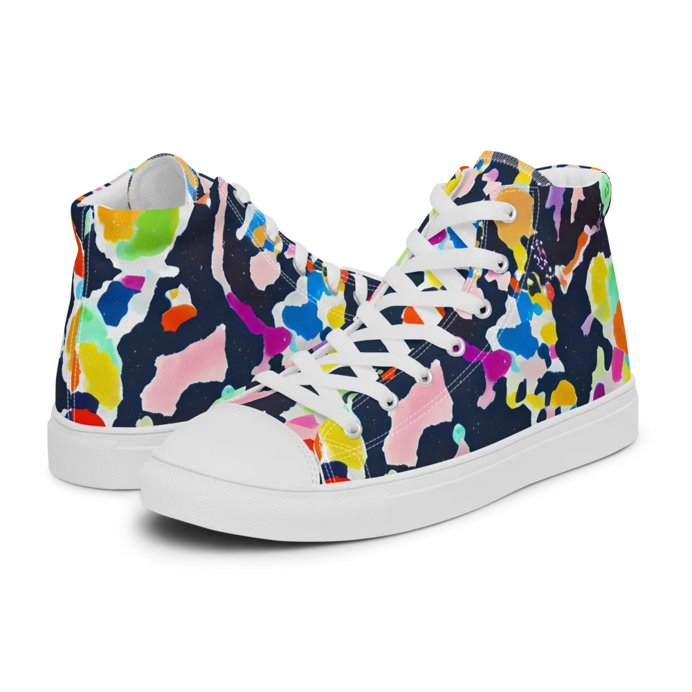 Kaleido Burst on Men's High Top Canvas Shoes — Left