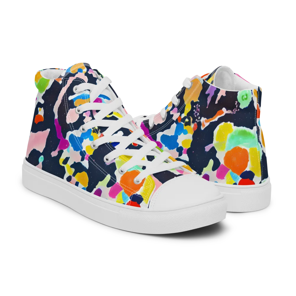 Kaleido Burst on Men's High Top Canvas Shoes — Right