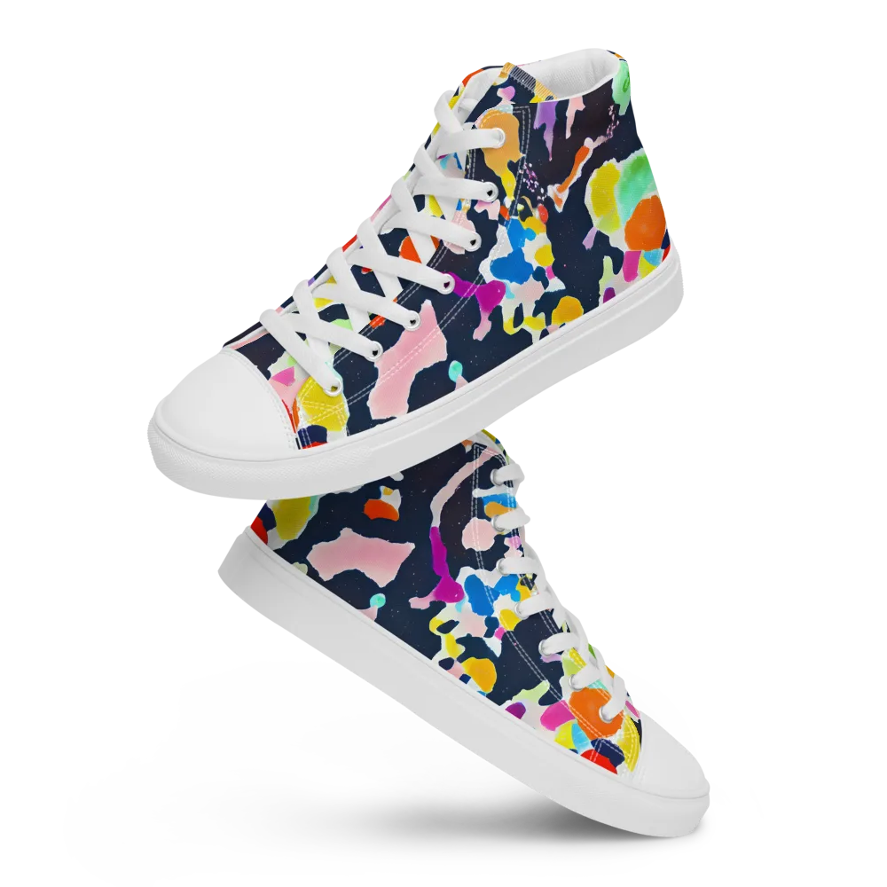 Kaleido Burst on Men's High Top Canvas Shoes — Front