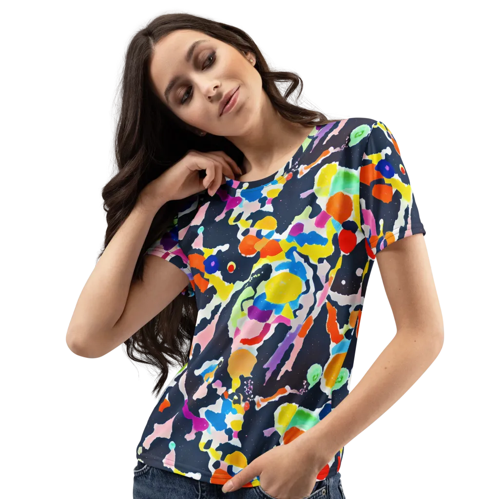Kaleido Burst on Women's Crew Neck T-Shirt — Left Front