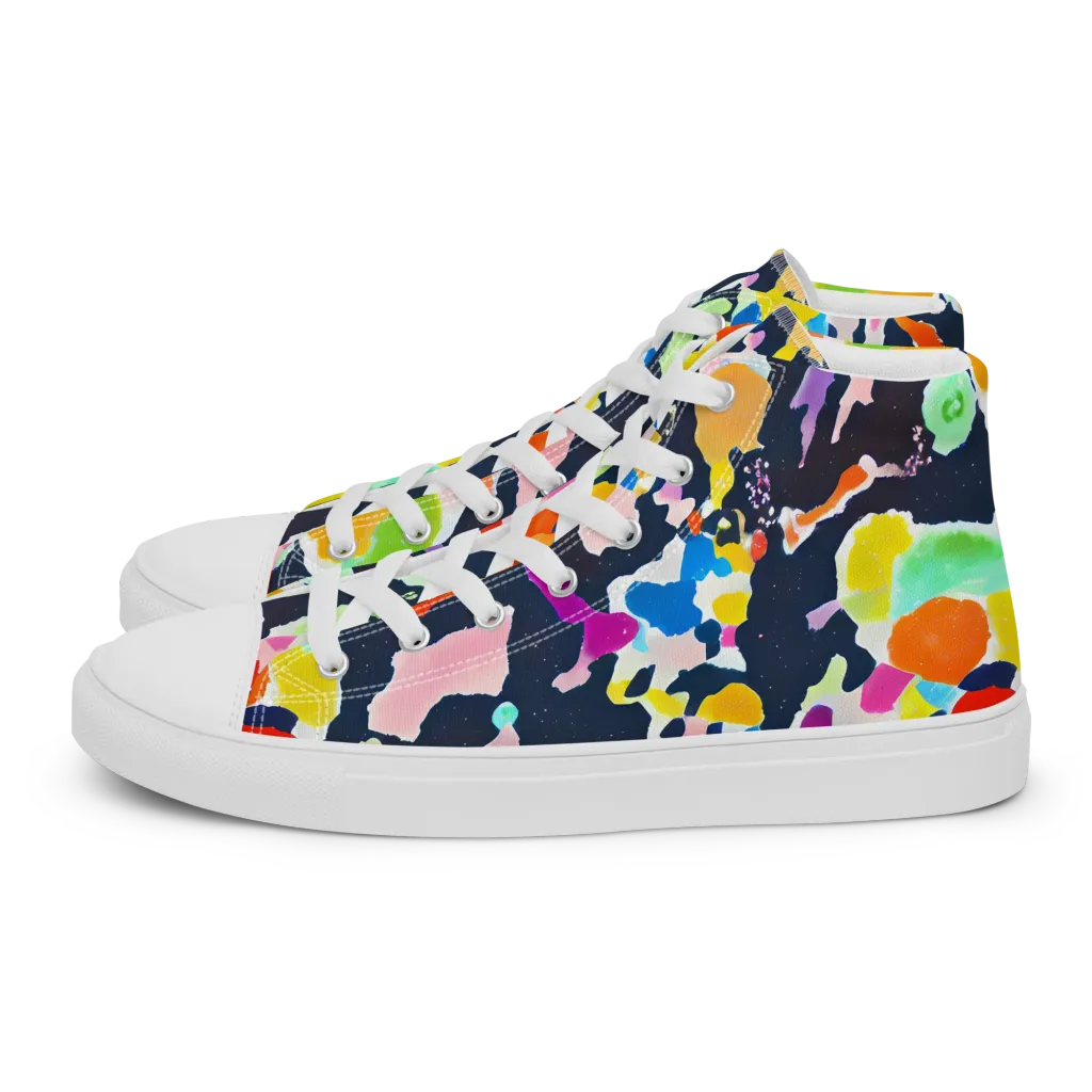 Kaleido Burst on Women's High Top Canvas Shoes — Left