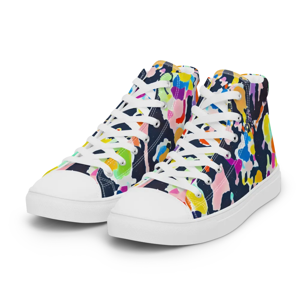 Kaleido Burst on Women's High Top Canvas Shoes — Left Front