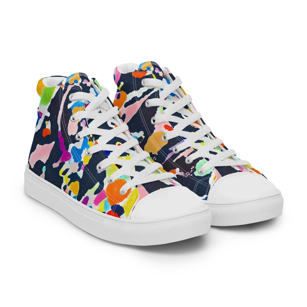 Kaleido Burst on Women's High Top Canvas Shoes — Right Front