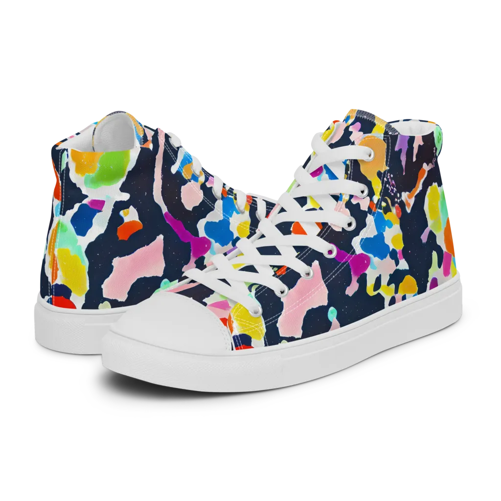 Kaleido Burst on Women's High Top Canvas Shoes — Left