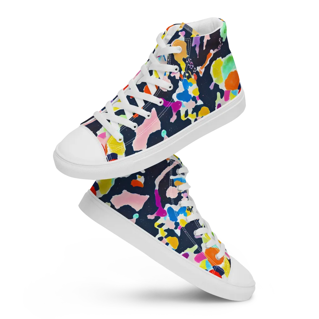 Kaleido Burst on Women's High Top Canvas Shoes — Front
