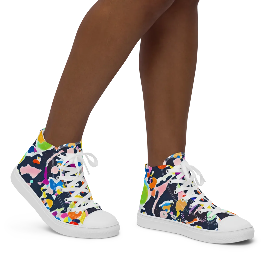 Kaleido Burst on Women's High Top Canvas Shoes — Right