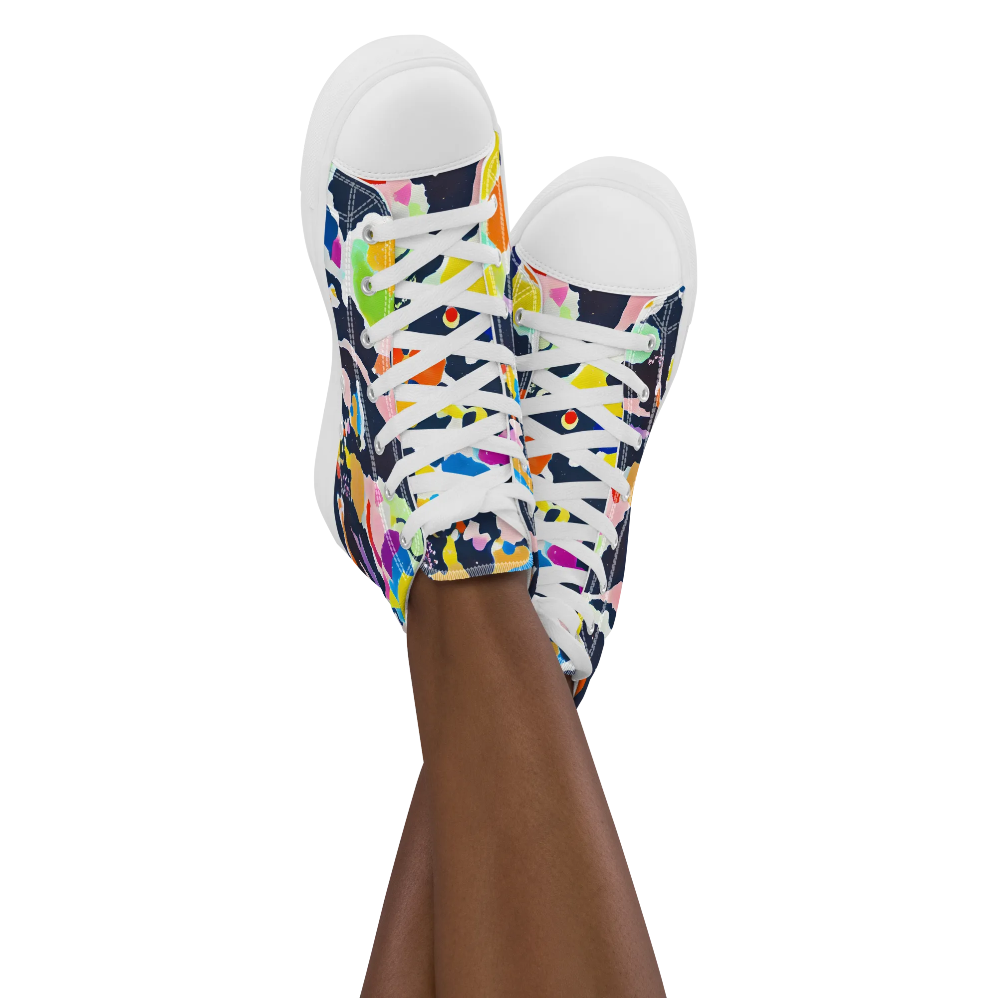 Kaleido Burst on Women's High Top Canvas Shoes — Front