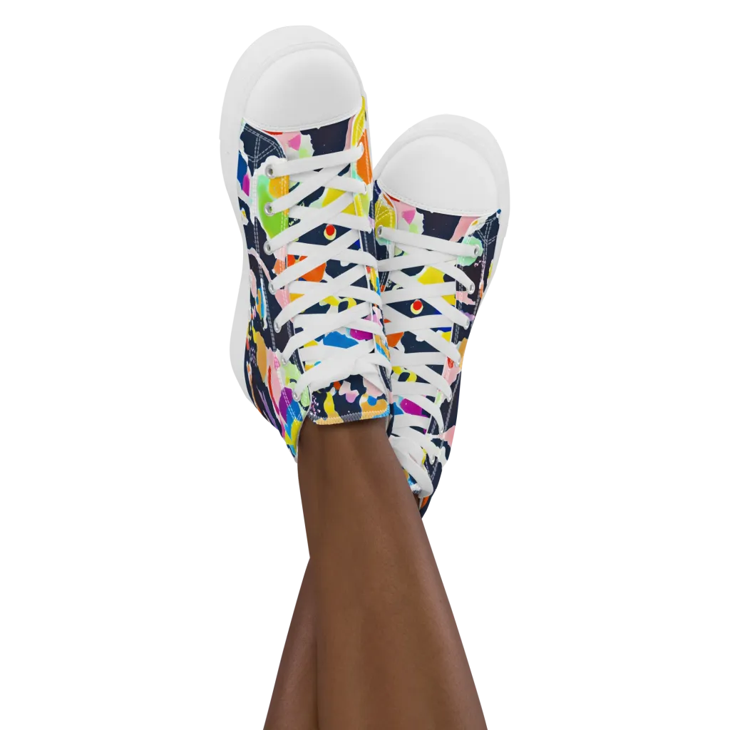Kaleido Burst on Women's High Top Canvas Shoes — Front