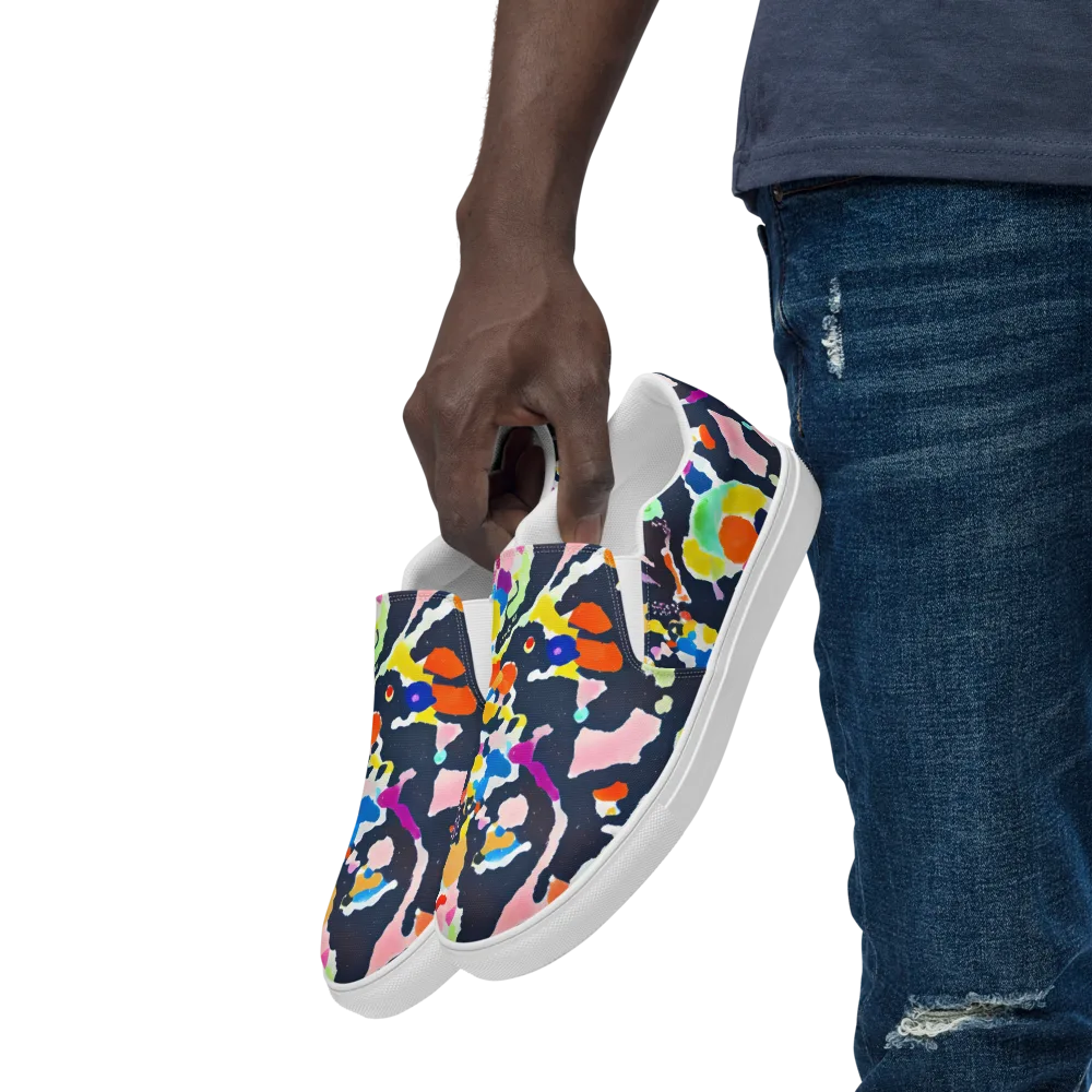Kaleido Burst on Men's Slip-On Canvas Shoes — Left Front