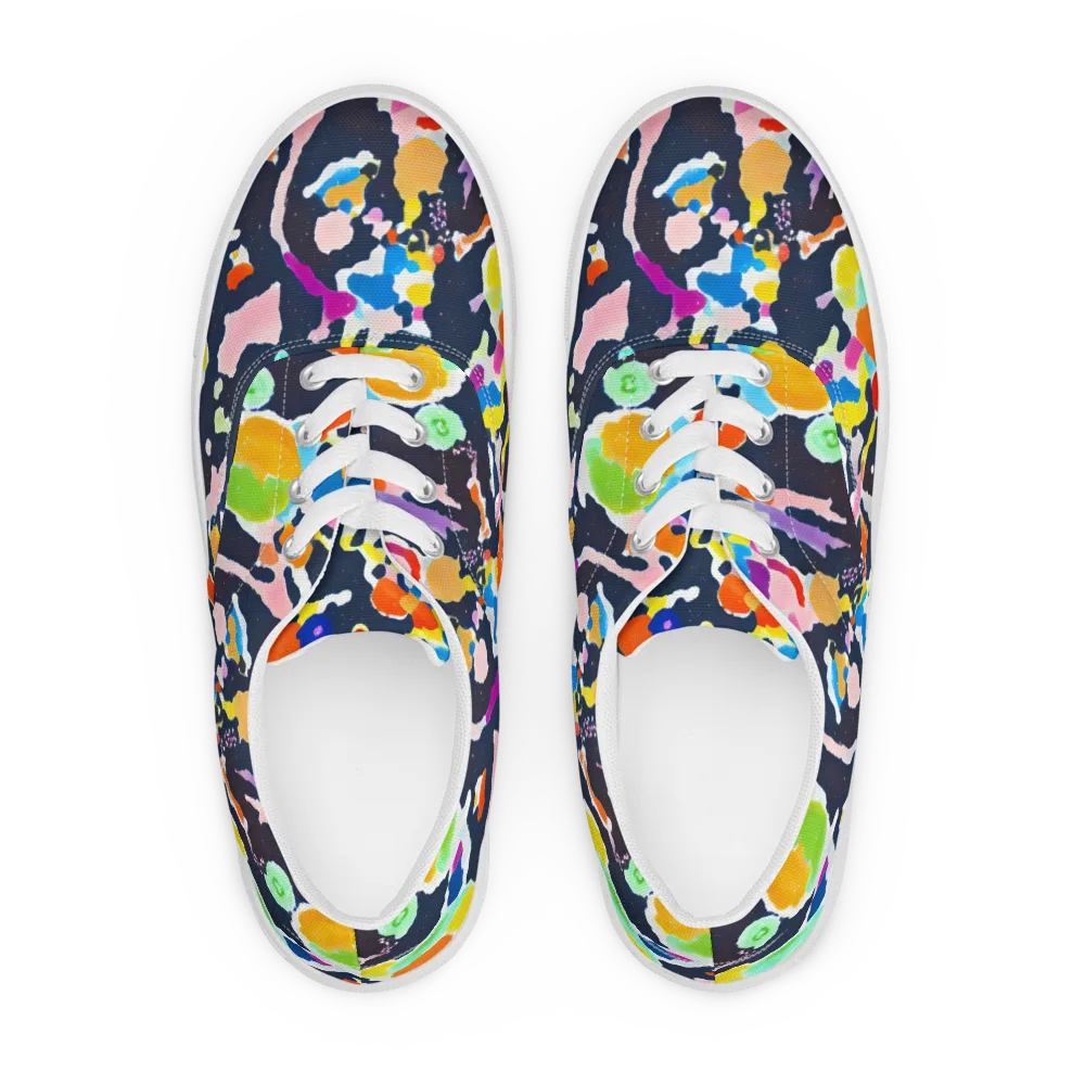 Kaleido Burst on Men's Lace-Up Canvas Shoes — Front