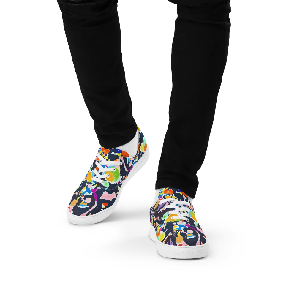 Kaleido Burst on Men's Lace-Up Canvas Shoes — Front
