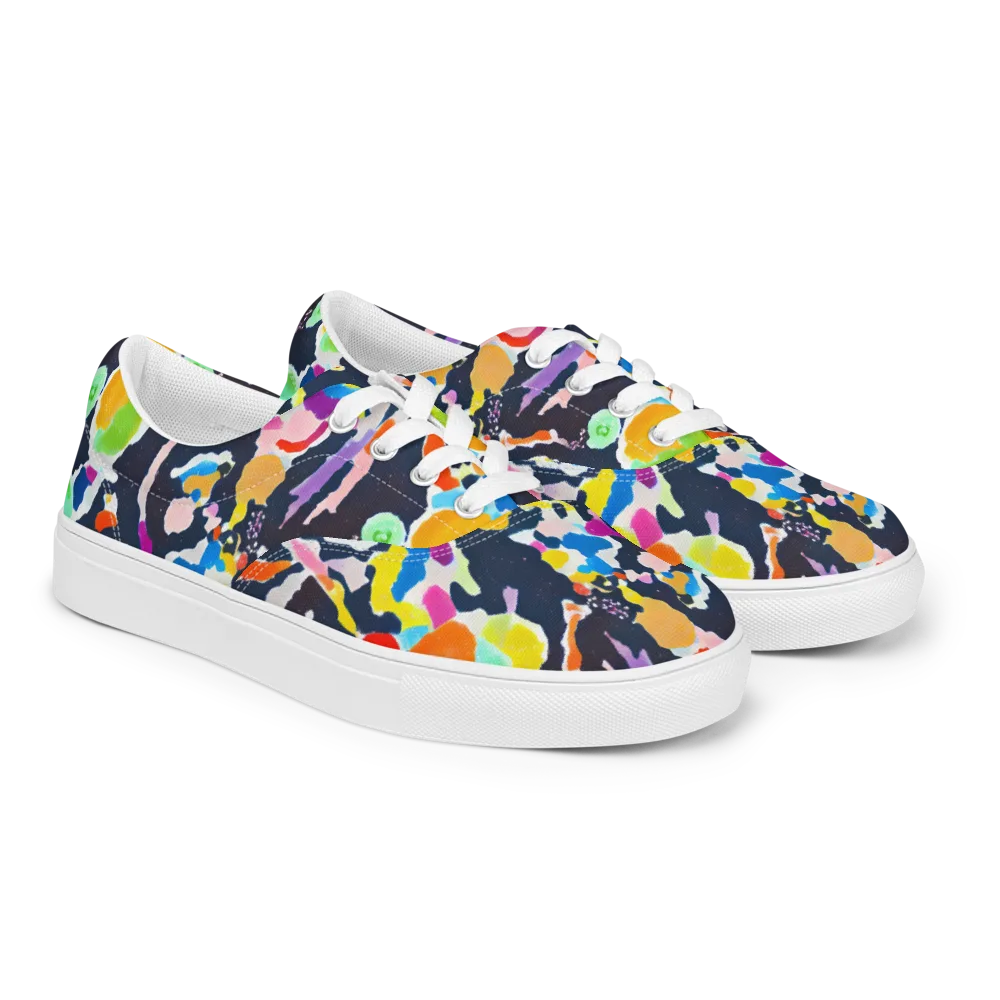 Kaleido Burst on Men's Lace-Up Canvas Shoes — Right Front