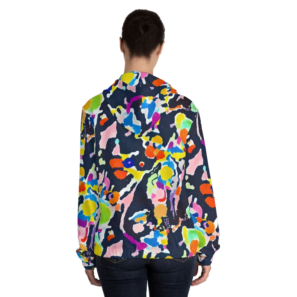 Kaleido Burst on Women's Full-Zip Hoodie — Back On Person
