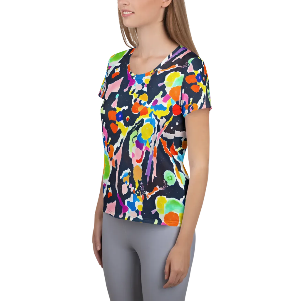 Kaleido Burst on Women's Athletic T-Shirt — Left