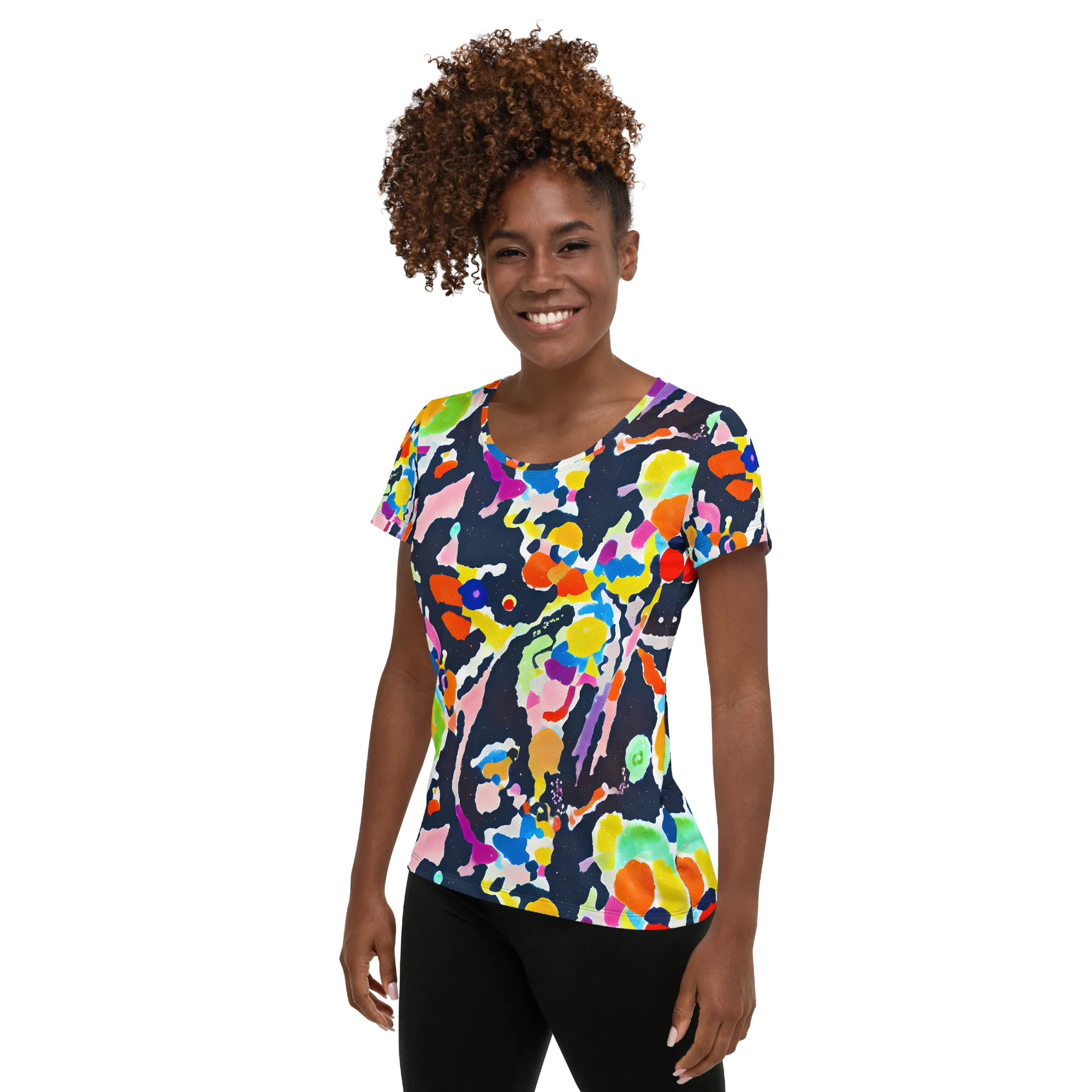 Kaleido Burst on Women's Athletic T-Shirt — Left