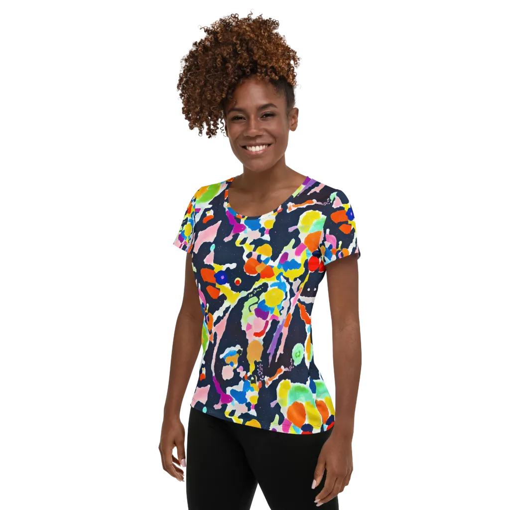 Kaleido Burst on Women's Athletic T-Shirt — Left