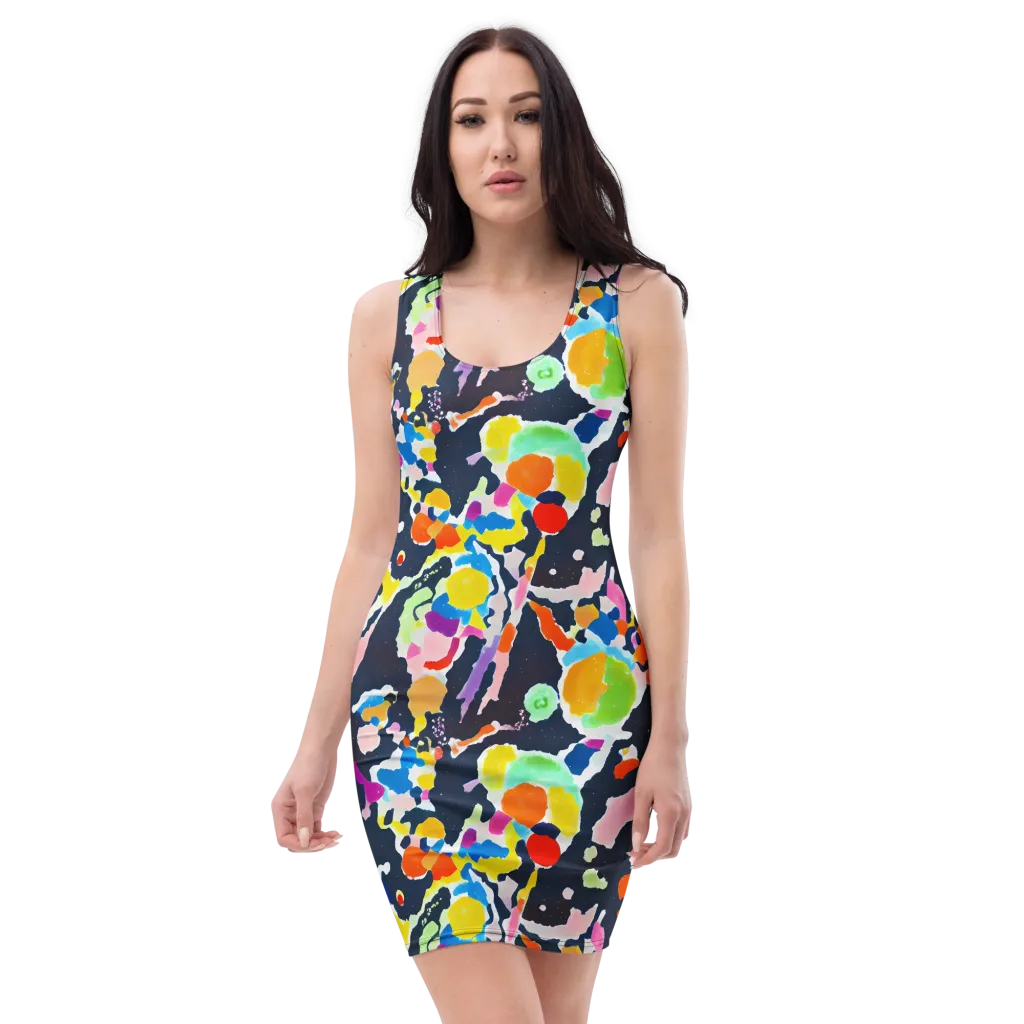 Kaleido Burst on Bodycon Dress — Front