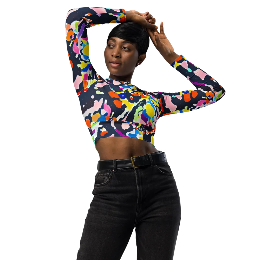 Kaleido Burst on Long Sleeve Crop Top — Front