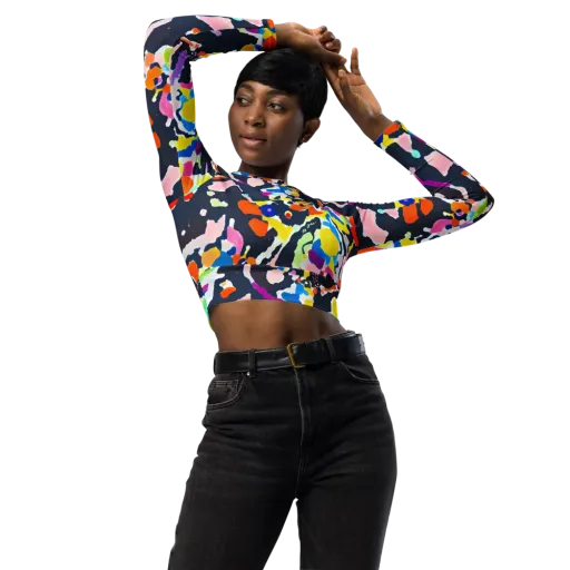 Kaleido Burst on a Long Sleeve Crop Top