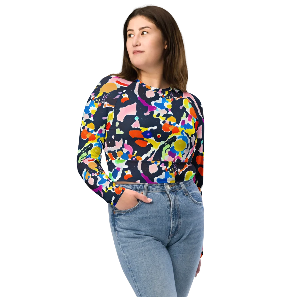 Kaleido Burst on Long Sleeve Crop Top — Front