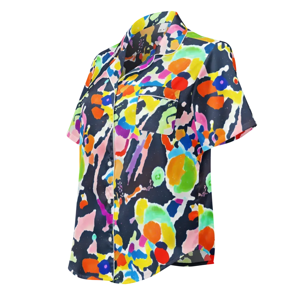 Kaleido Burst on Women's Short Sleeve Pajama Top — Left Front