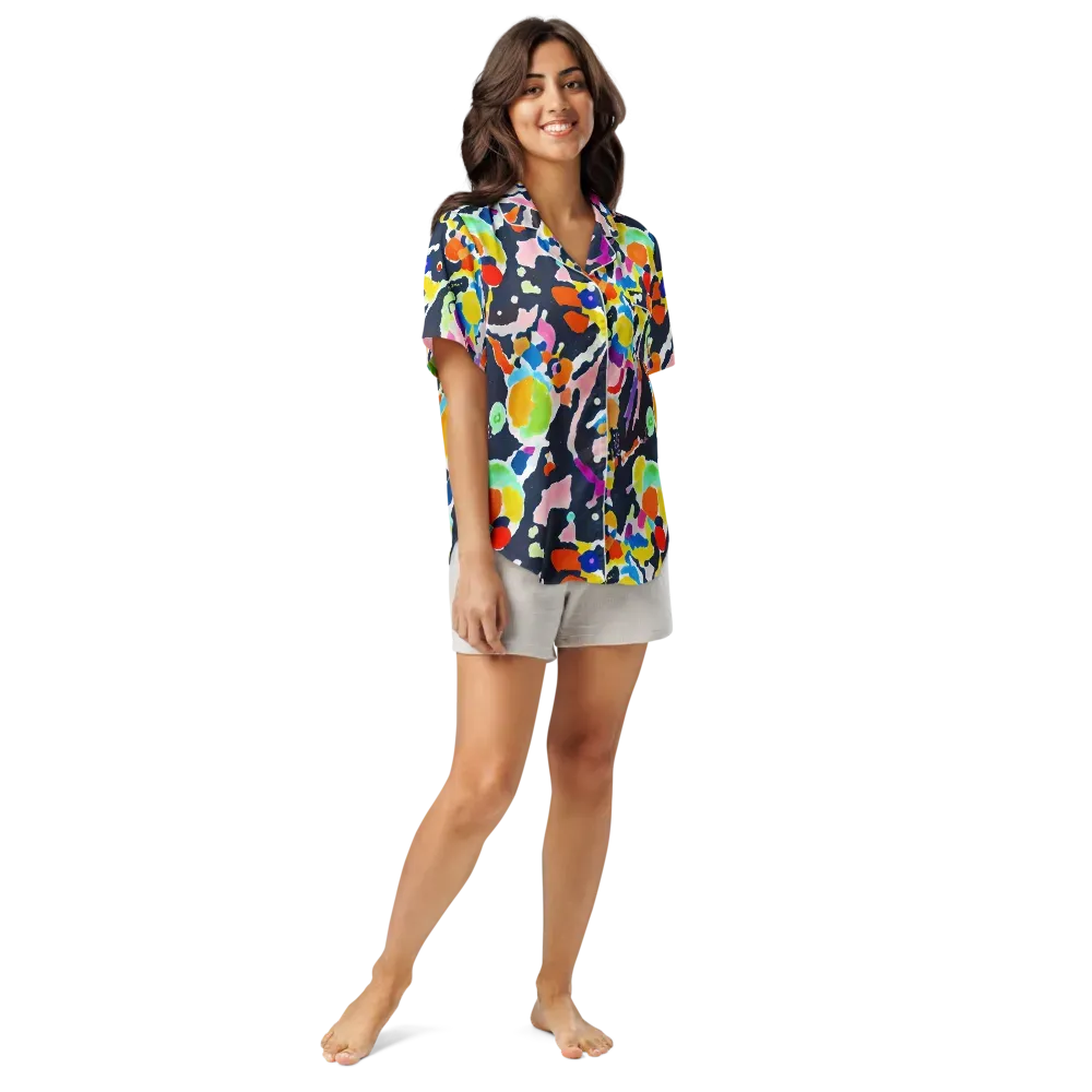 Kaleido Burst on Women's Short Sleeve Pajama Top — Front