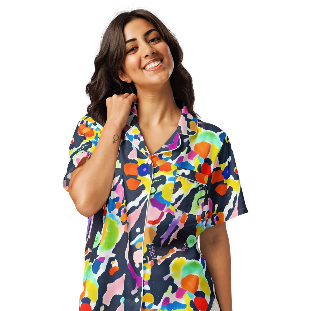 Kaleido Burst on Women's Short Sleeve Pajama Top — Front