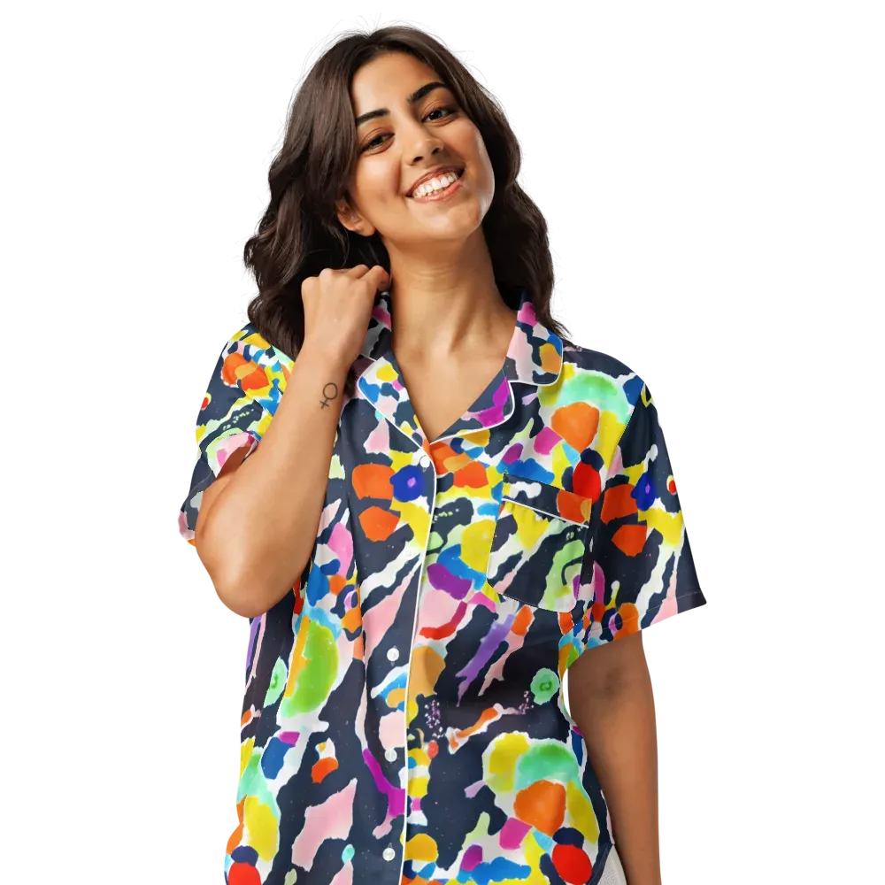 Kaleido Burst on Women's Short Sleeve Pajama Top — Front