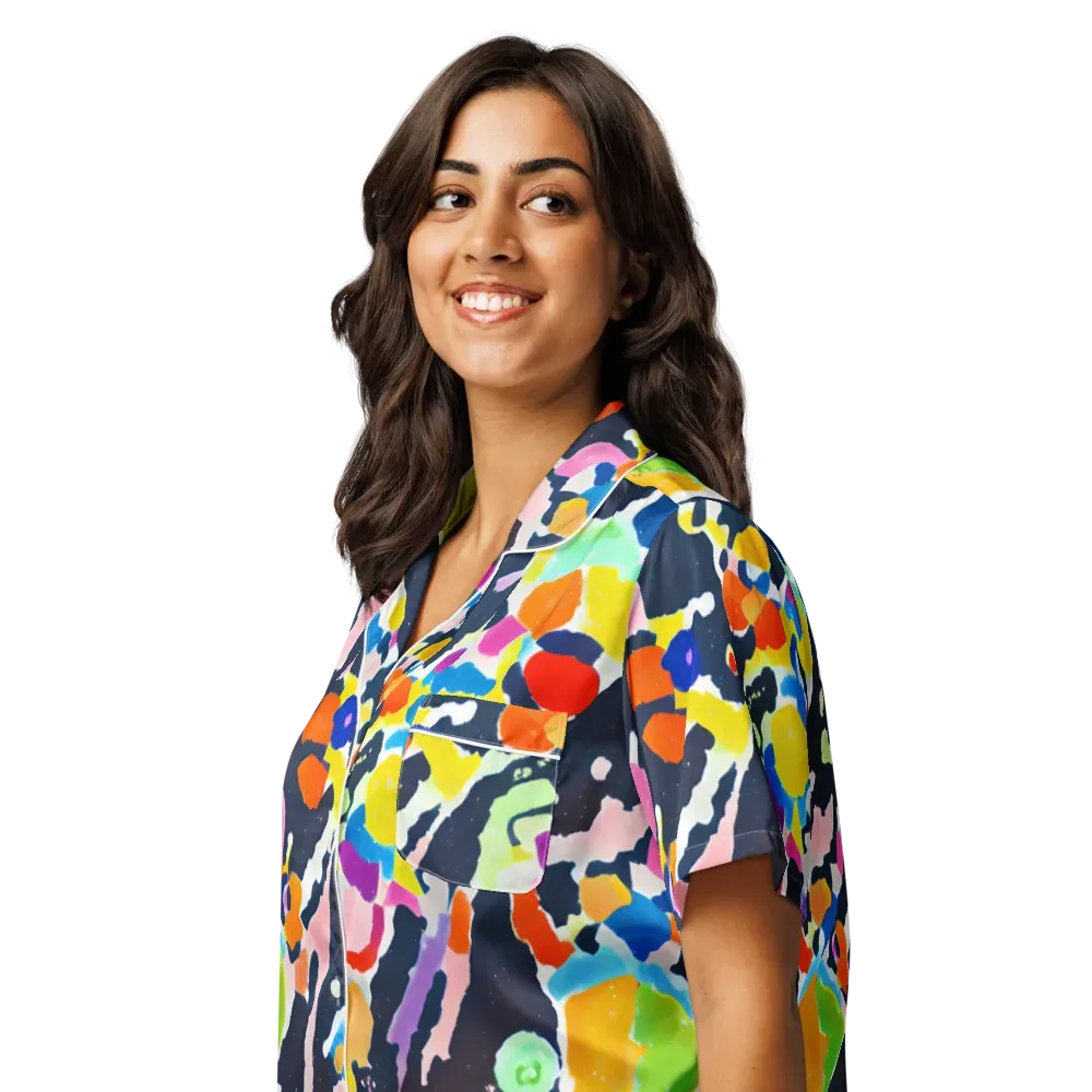 Kaleido Burst on Women's Short Sleeve Pajama Top — Left Front