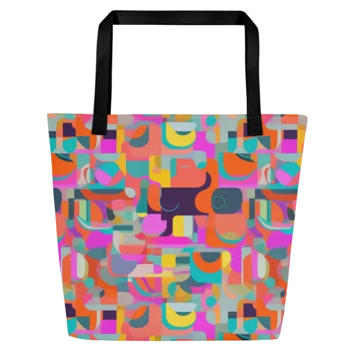 Prism Jumble on a Large Tote Bag W/ Pocket