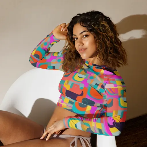 Prism Jumble on Long Sleeve Crop Top