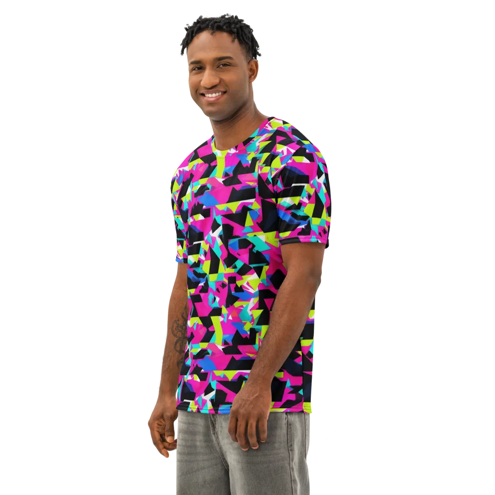 Aftershock Geometry on Men's Cotton Crew Neck T-Shirt — Left Front