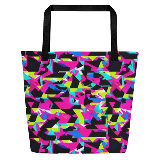 Aftershock Geometry on a Large Tote Bag W/ Pocket