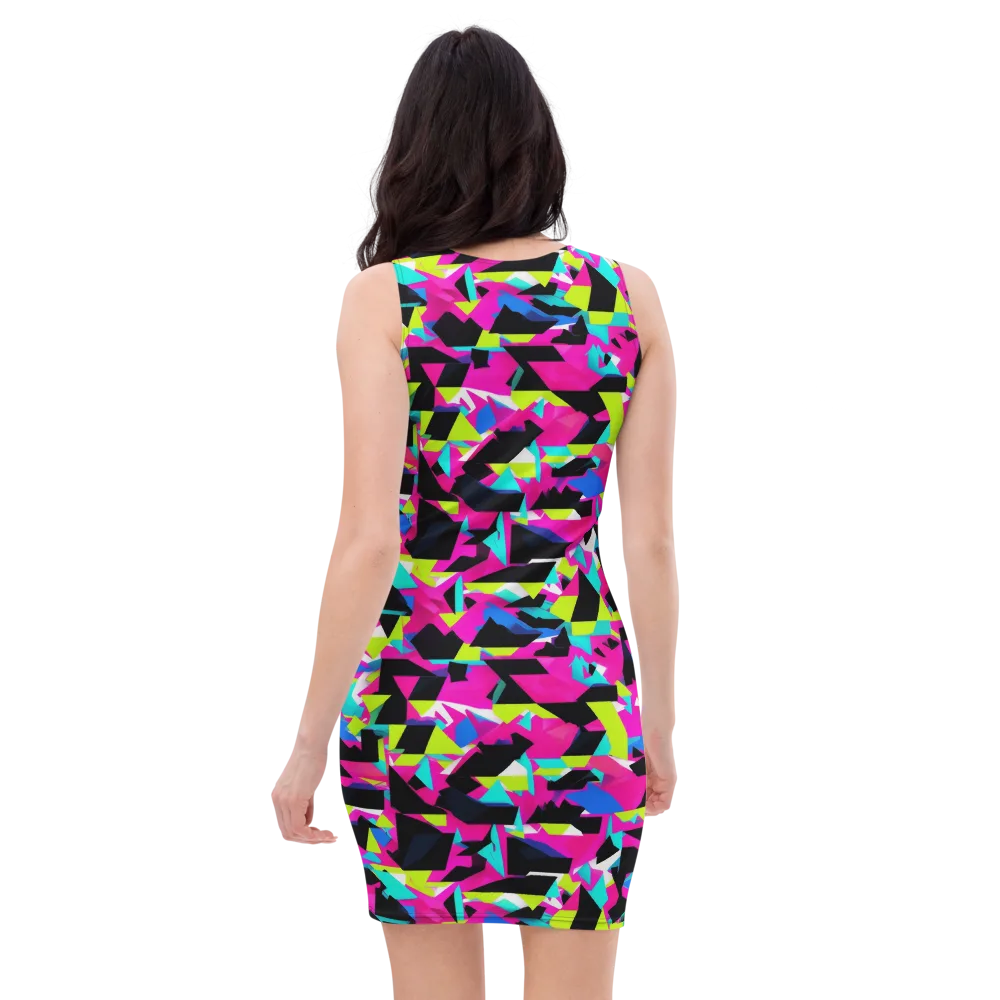 Aftershock Geometry on Bodycon Dress — Back