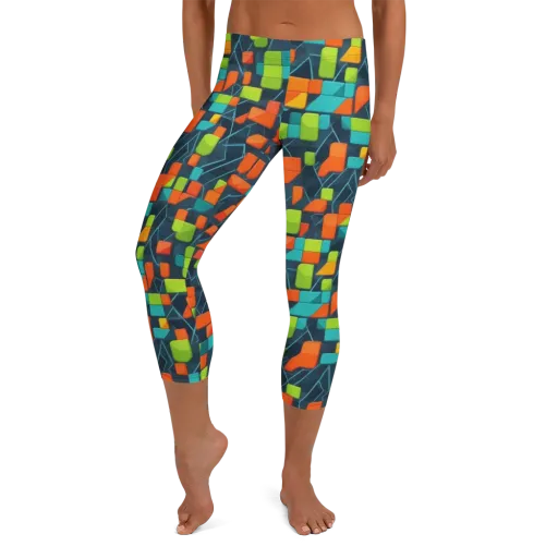 Electric Blocks on a Capri Leggings