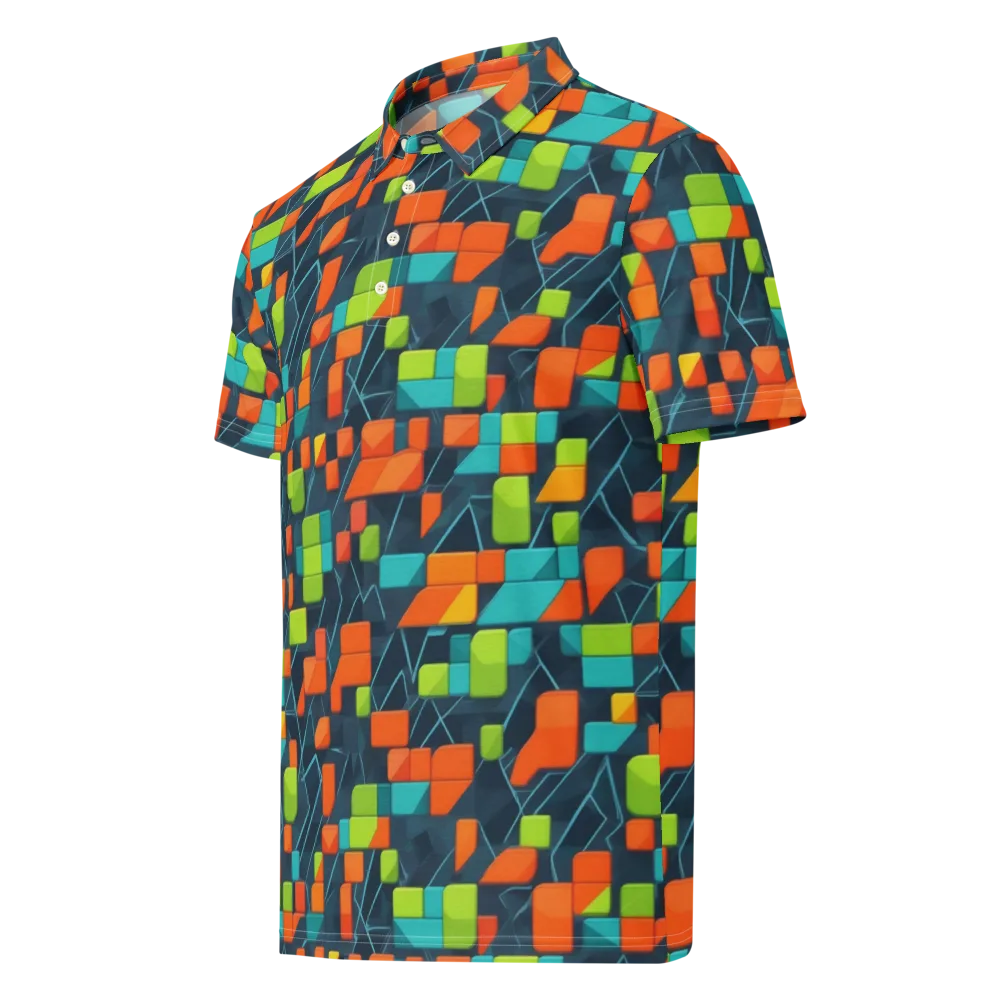 Electric Blocks on Men's Slim Fit Polo Shirt — Left Front