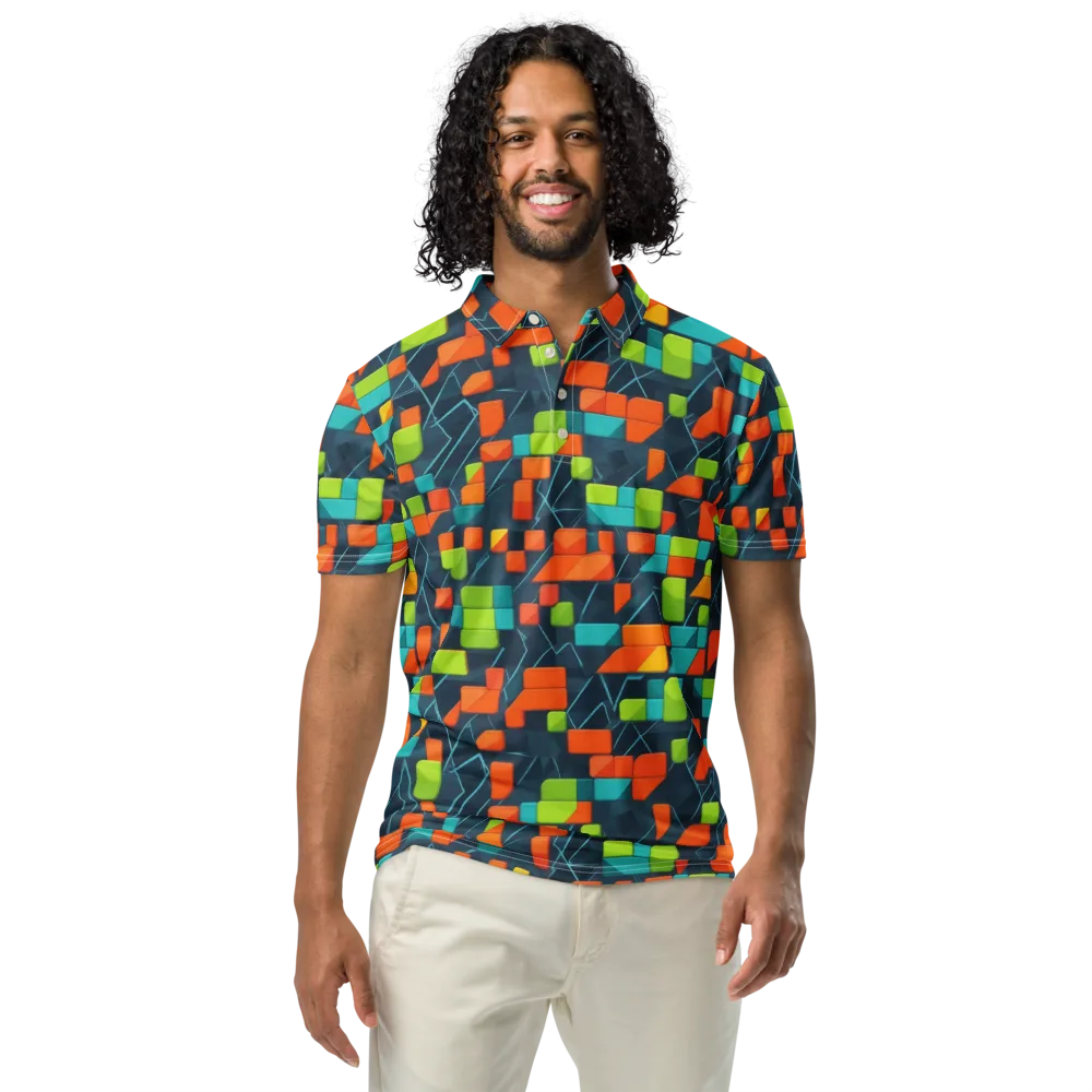 Electric Blocks on Men's Slim Fit Polo Shirt — Front