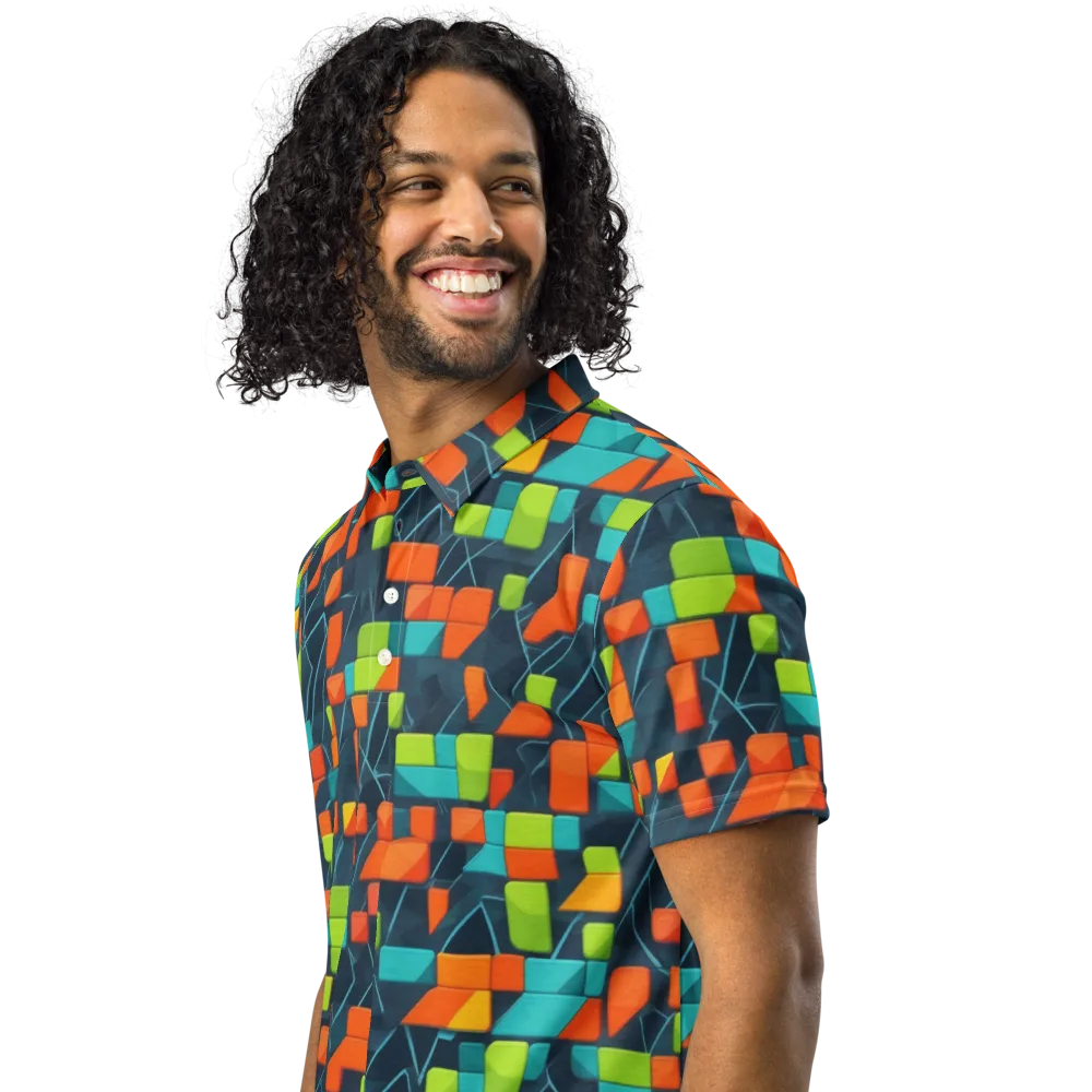 Electric Blocks on Men's Slim Fit Polo Shirt — Left Front