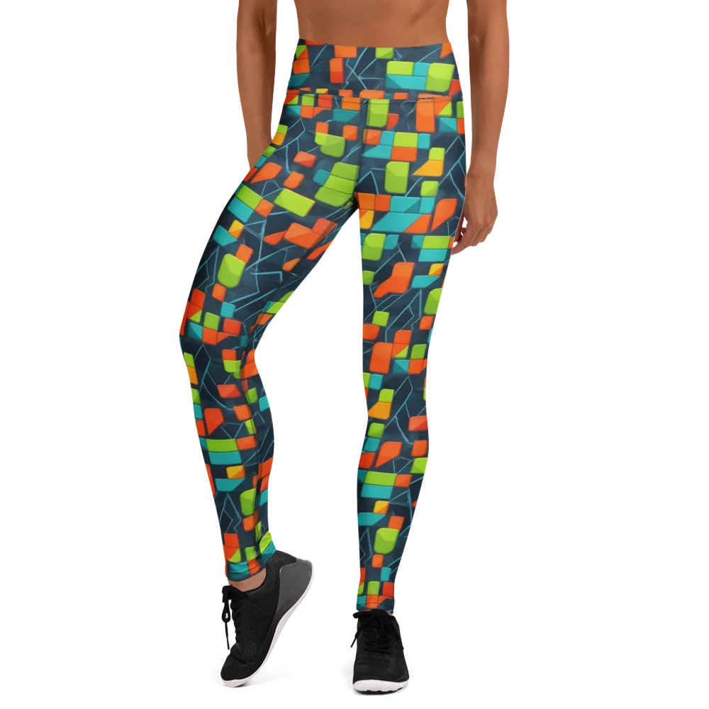 Electric Blocks on Yoga Leggings — Front
