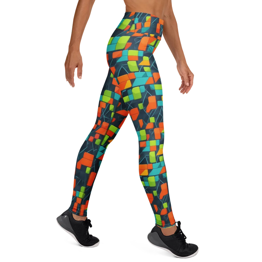 Electric Blocks on Yoga Leggings — Right
