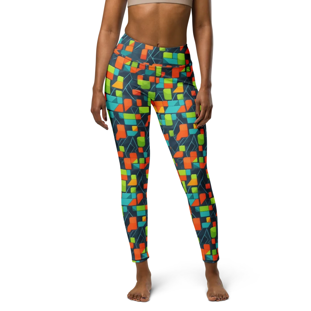 Electric Blocks on Yoga Leggings — Front