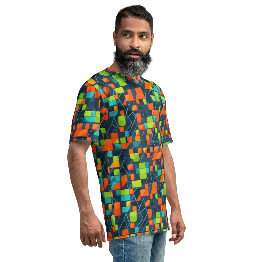 Electric Blocks on Men's Crew Neck T-Shirt — Right