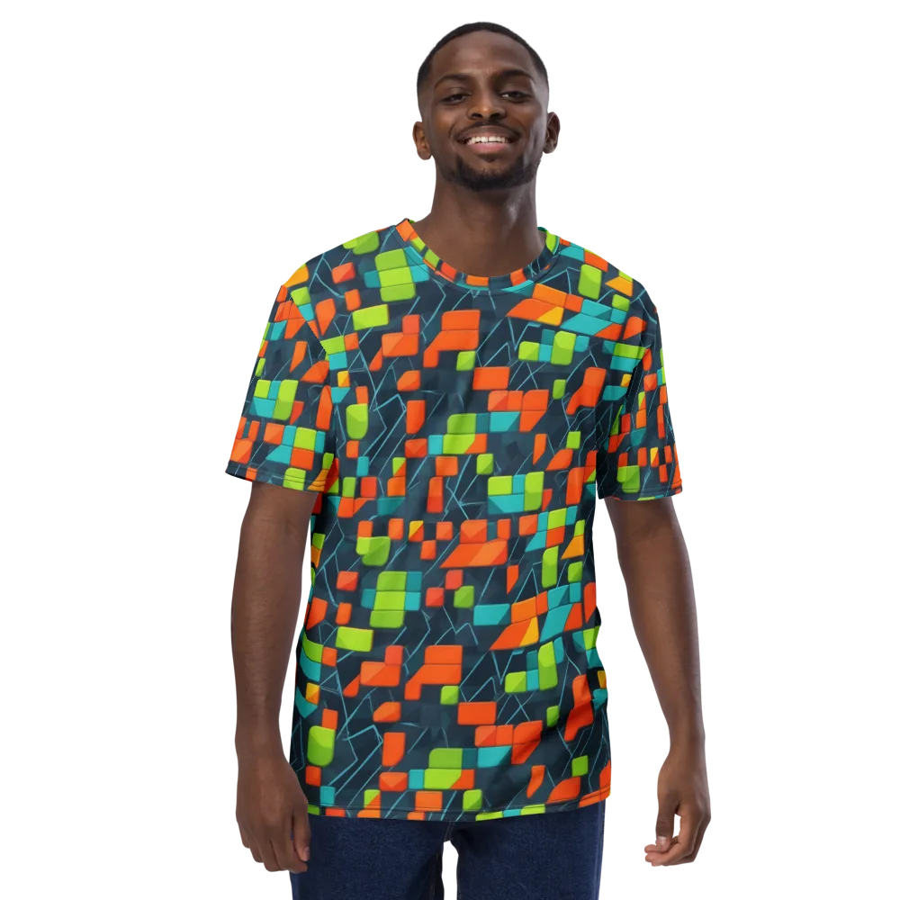 Electric Blocks on Men's Crew Neck T-Shirt — Front