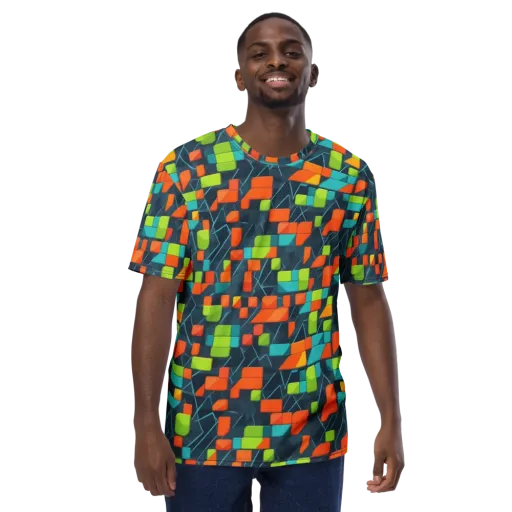 Electric Blocks on a Men's Crew Neck T-Shirt