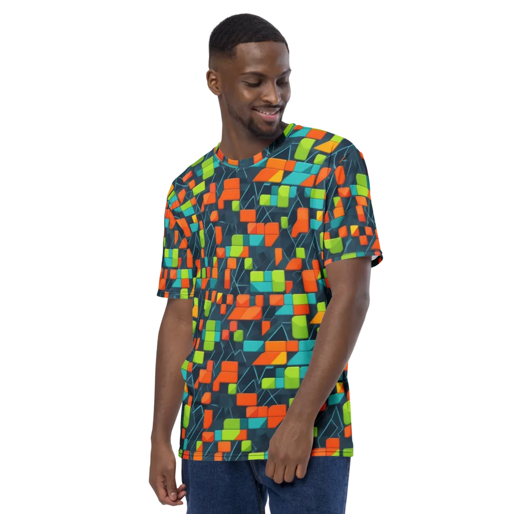 Electric Blocks on Men's Crew Neck T-Shirt — Left