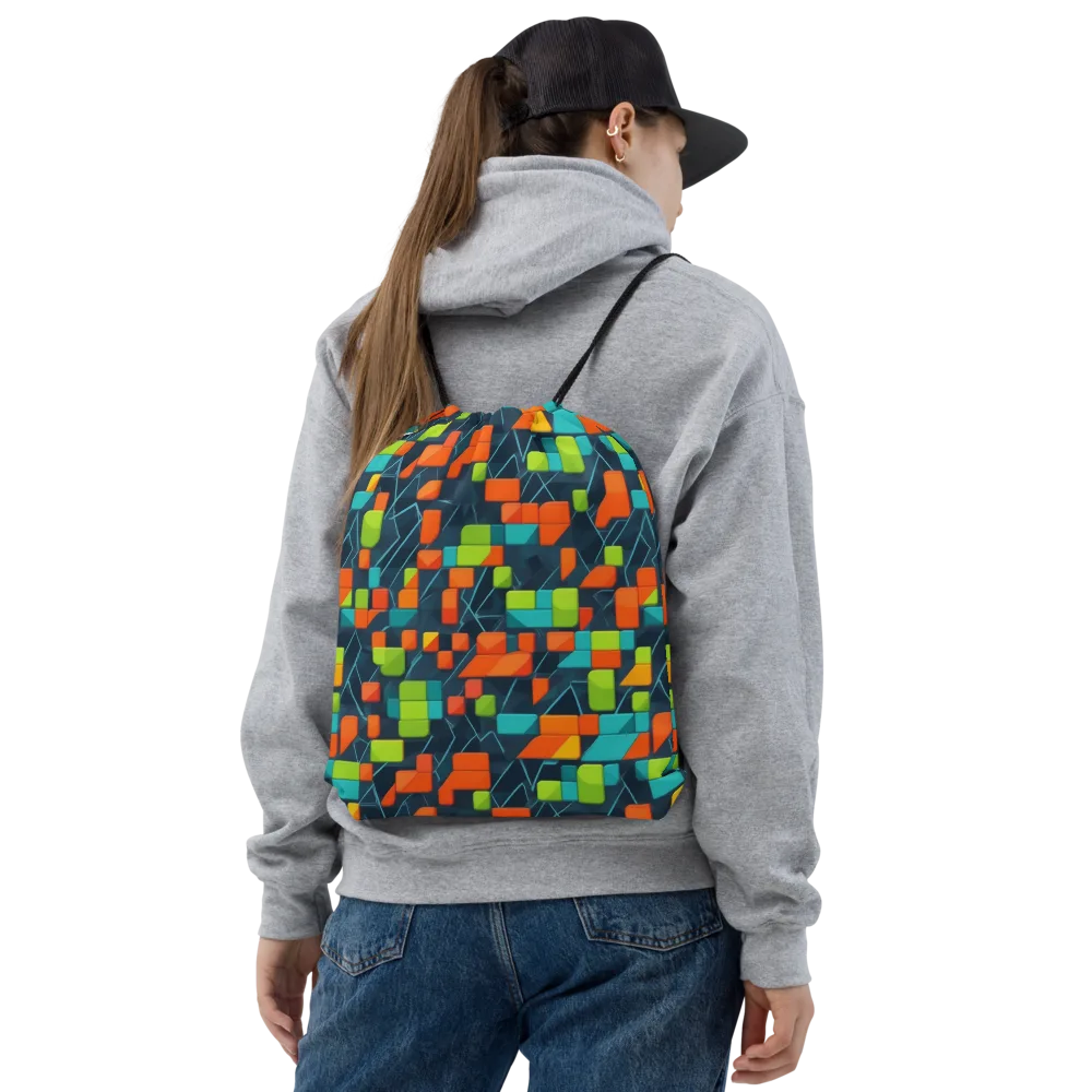 Electric Blocks on Drawstring Bag — Front