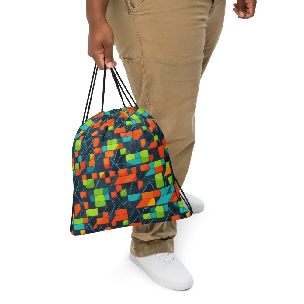 Electric Blocks on Drawstring Bag — Front