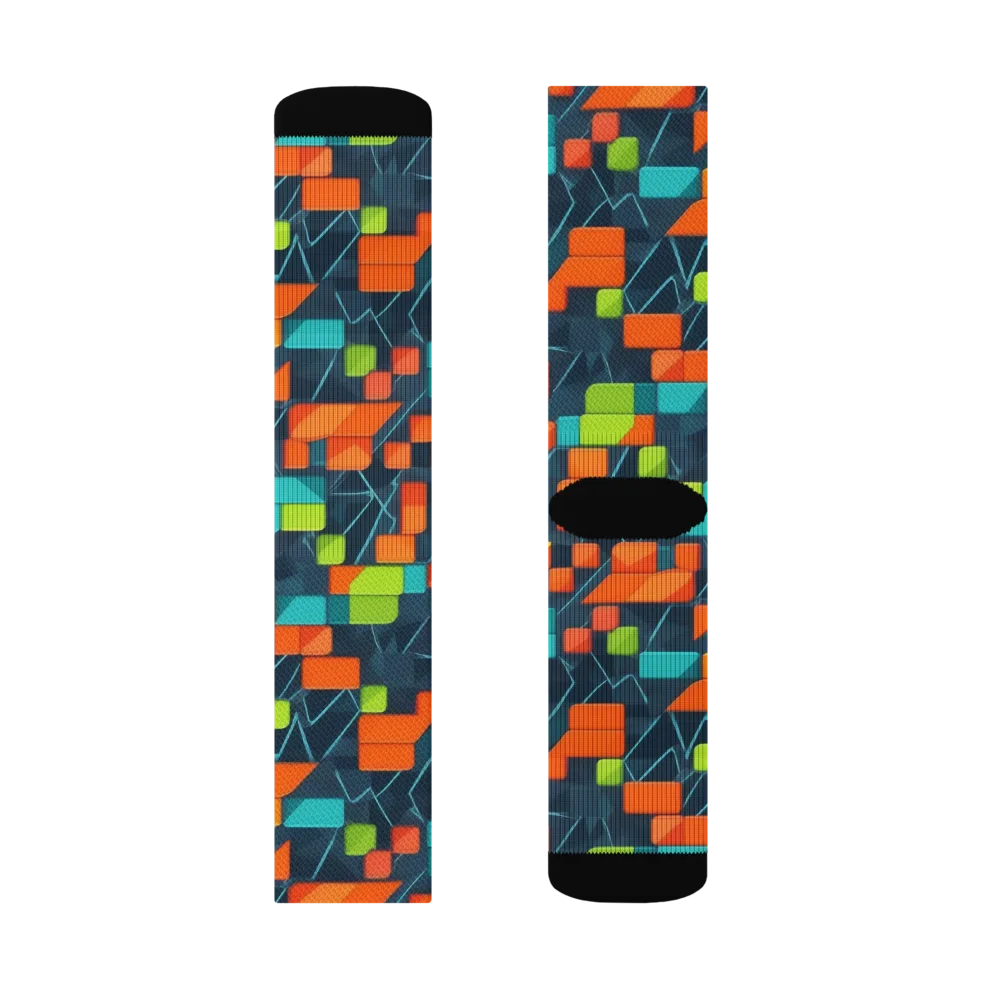 Electric Blocks on Socks — Right Sock