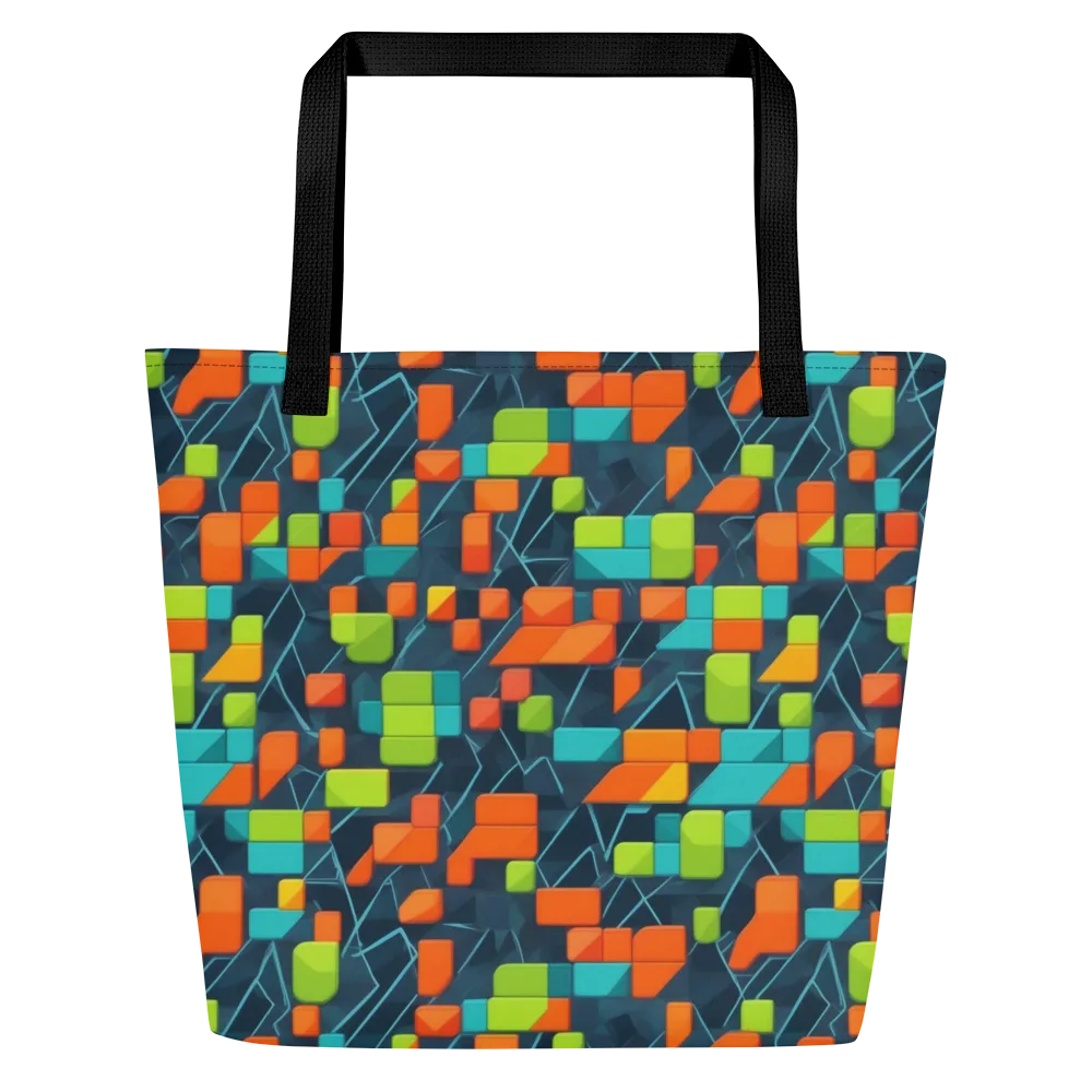 Electric Blocks on Large Tote Bag W/ Pocket — Front