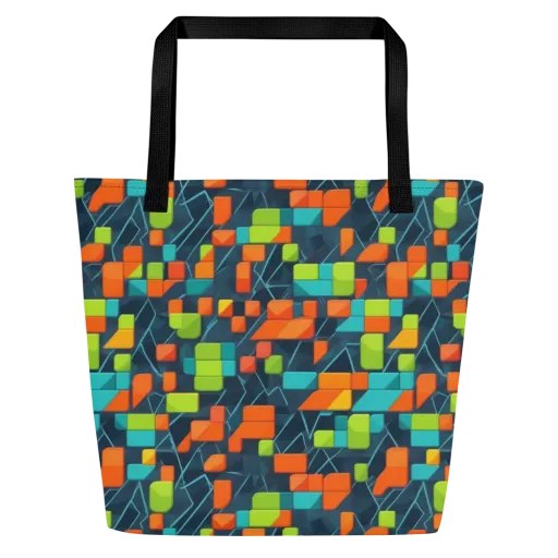 Electric Blocks on a Large Tote Bag W/ Pocket